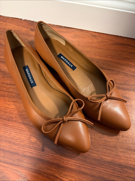 Margaux Shoes - Margaux Cognac Pointed-Toe Bow Flats